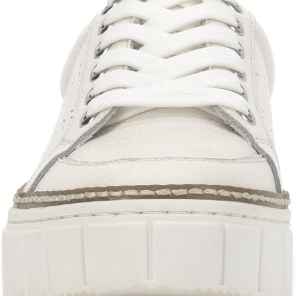 Women's White Leather Sneakers Size 8 Rubber Sole Lace-Up Platform Heel - Picture 4 of 7